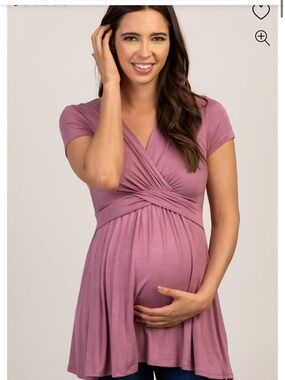 Pinkblush Mauve Draped Front Maternity/Nursing Top